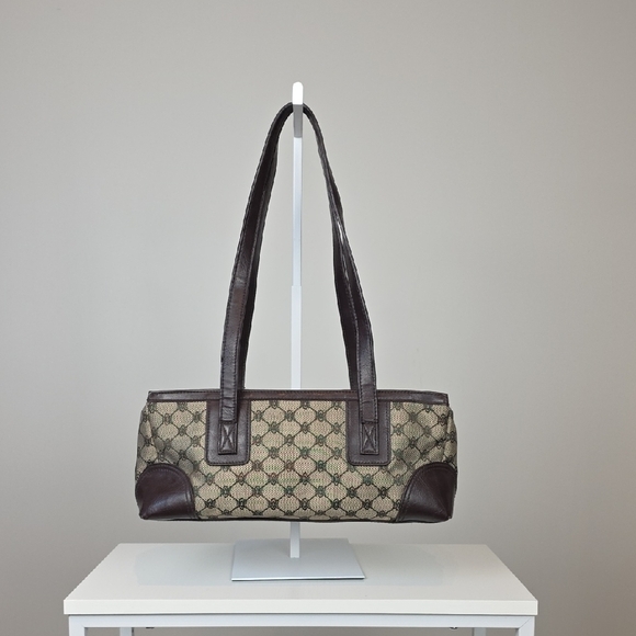 Vintage Jessica Brown Monogram Shoulder Bag with Buckle Accents - Picture 4 of 9